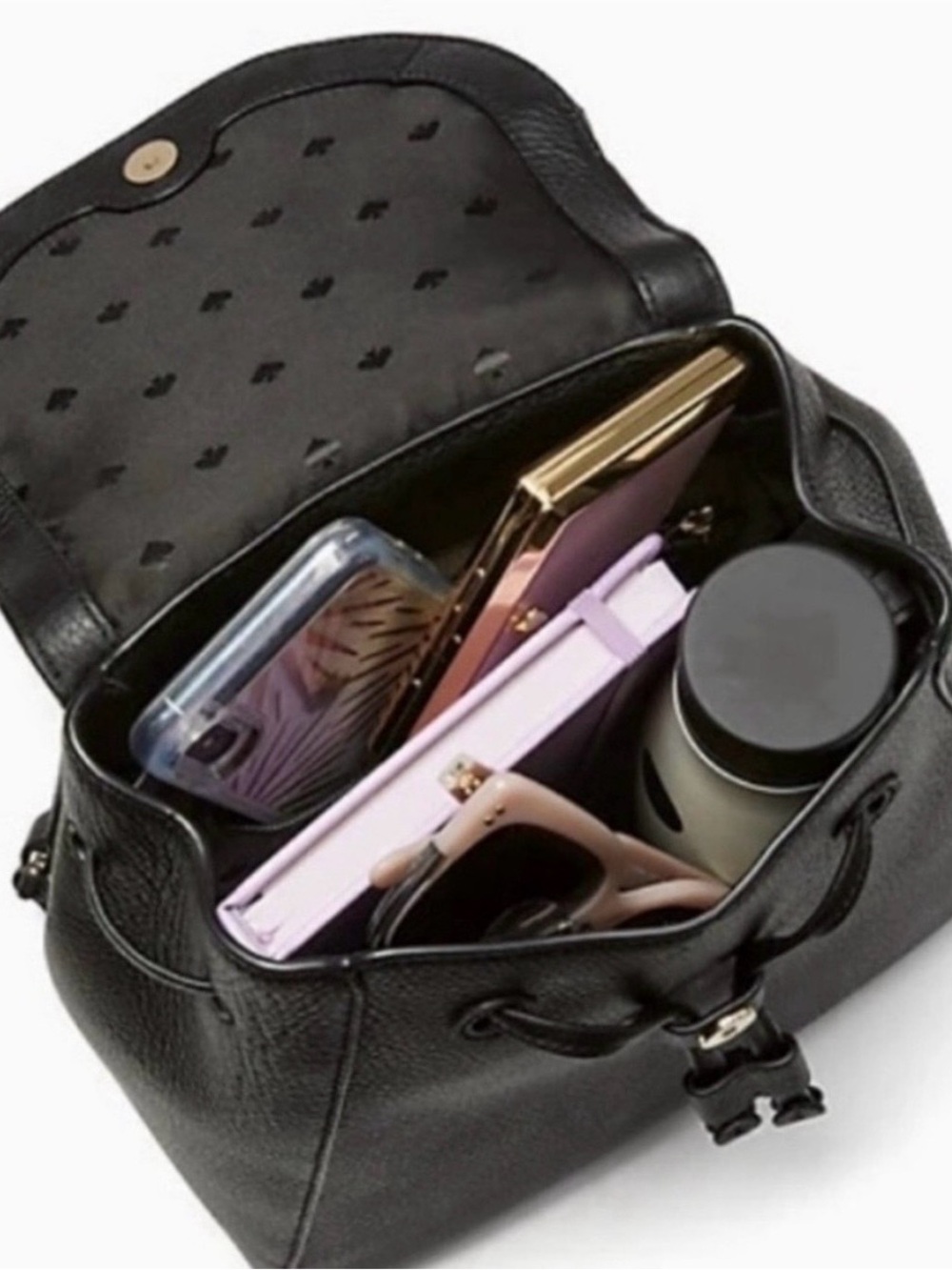 Kate Spade New York Black Leather Backpack Pebbled Leather Bag - Picture 2 of 7